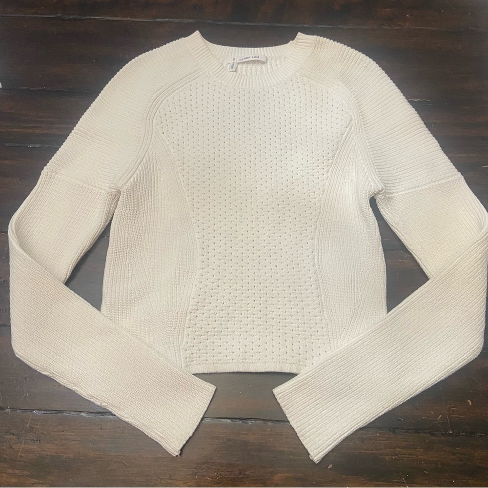 Derek Lam 10 Crosby White Crew Neck Knit Pullover Sweater Size XS 2782